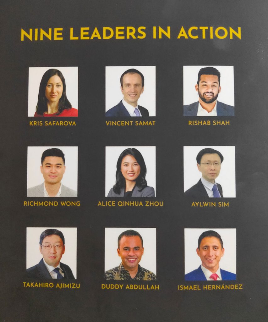 書籍『NINE LEADERS IN ACTION』の裏表紙、共著者リスト